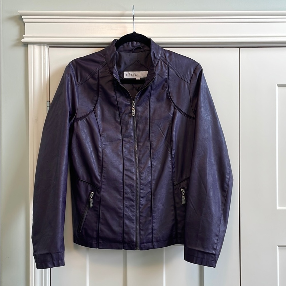 Cute Deep Purple Pleather Jacket by Cleo